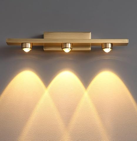 AHUJA INTERNATIONAL Modern LED Wall Sconce Mirror Light Brass Gold Finish Hardwired Vanity Light Fixture for Bathroom Mirror, Bedroom, Living Room, Hallway, Accent Home Wall Lihght