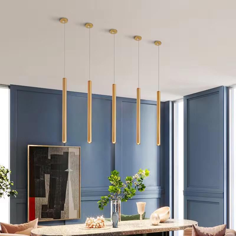 AHUJA INTERNATIONAL Modern Ceiling Long Tube Cylindrical Spotlight 7W Hanging Pendant Light Adjustable Height Lighting Fixture for Kitchen Dinning Room 400 mm, Warm White