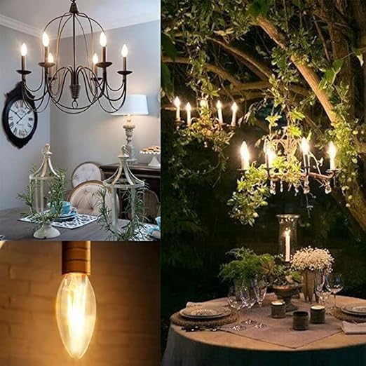AHUJA INTERNATIONAL Antique Retro Candle Dimmable Vintage Edison Light Bulb 6W Bulb for Chandelier,decorative, jhummar, Cafe Lights Bulb Clear Glass ,Warm & Yellow Pack of 1