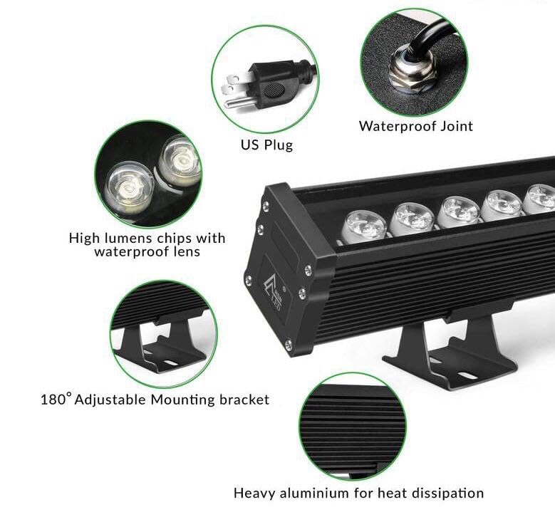 AHUJA INTERNATIONAL Wall Washer Light, Aluminium Outdoor Wall Washer Light 18,36W- 220V AC Waterproof