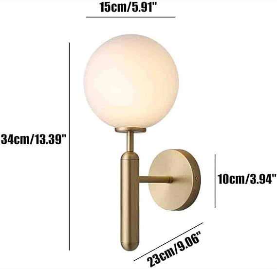 Ahuja International Lighting Modern Wall Sconce Ball Contemporary, Industria Globe Glass Wall Light