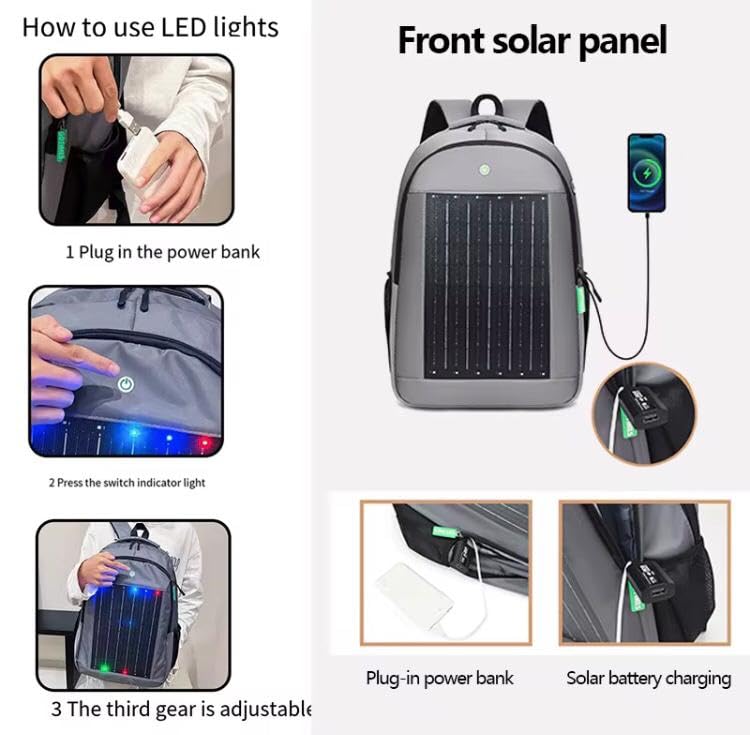 Ahuja International Solar Charging Backpack Waterproof, Weatherproof Travel Bag with USB Port for Hiking, Camping & Work Bag