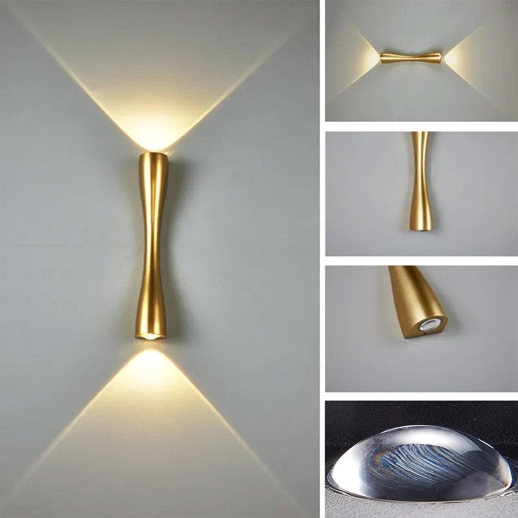 AHUJA INTERNATIONAL Modern Slim Long Gold/Black Indoor Outdoor Wall Lamp Up and Down Wall Sconce Light Fixtures Wall Light (Warm White)