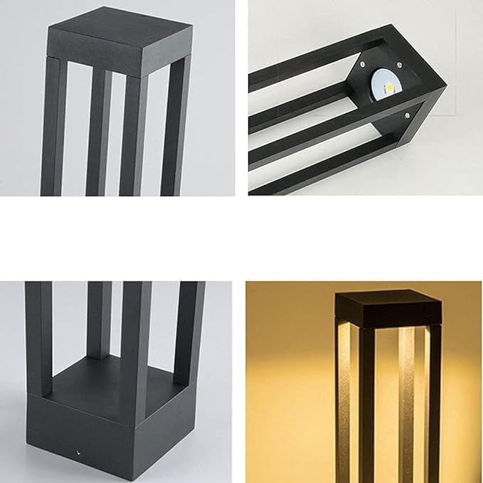 AHUJA INTERNATIONAL Modern Gate & Bollard 2ft Bollard Light IP65 Waterproof Garden Post Light, Rectangular  Lamp for Pathway, Lawn, Driveway, Entrance – Warm White 2-Year Warranty, 600 mm