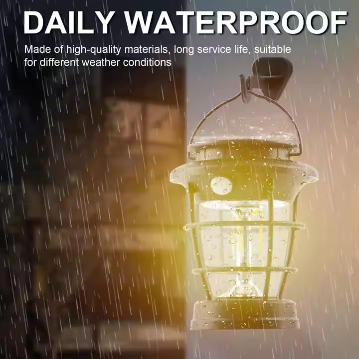 Ahuja International Solar Sensor Camping Hanging Vintage Style Lanterns Rechargeable Portable, Tabletop Lantern, Waterproof for Tent Night Light Indoor/Outdoort Lanterns Light