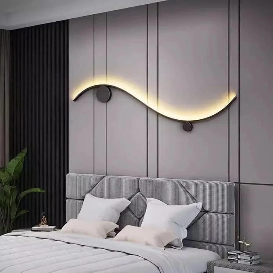 AHUJA INTERNATIONAL Luxury Gold Finish Modern Wall Sconce Light 600mm Long Tube Profile Wall Light for Indoor Decorative Bedroom Bedside Wall Light Lamp