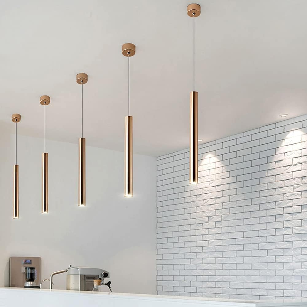 AHUJA INTERNATIONAL Modern Ceiling Long Tube Cylindrical Spotlight 7W Hanging Pendant Light Adjustable Height Lighting Fixture for Kitchen Dinning Room 400 mm, Warm White