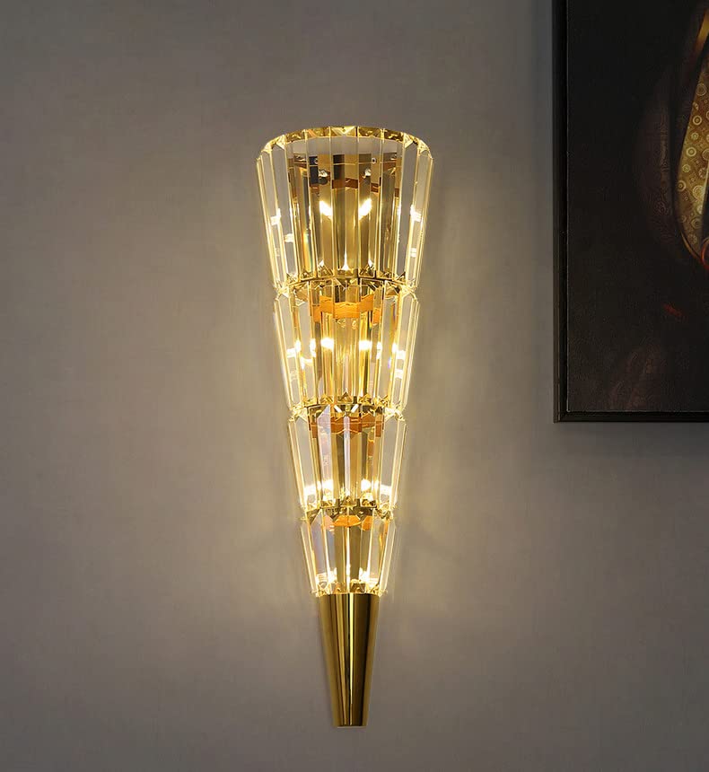 Ahuja International Led Crystal Big Mashal Modern Gold Metal Wall Light