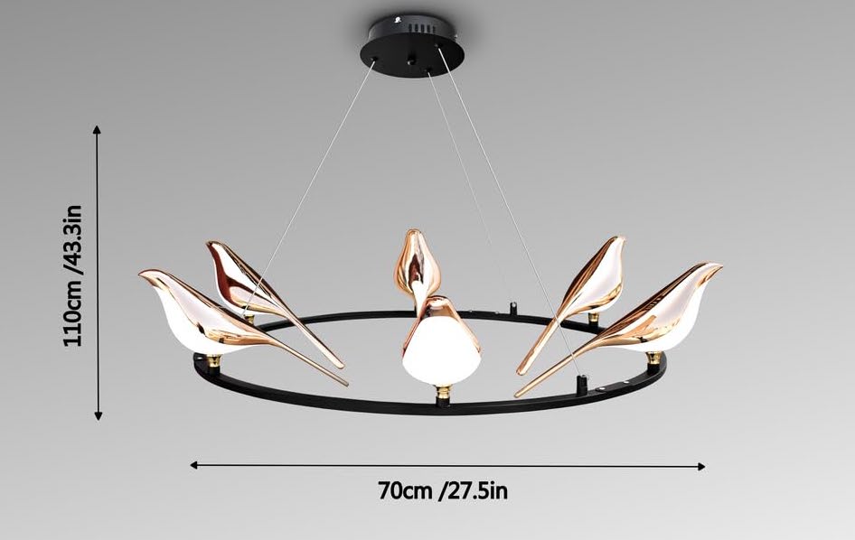 AHUJA INTERNATIONAL LED 5-LIGHT BIRD GOLD HANGING PENDANT CEILING LIGHT - WARM WHITE