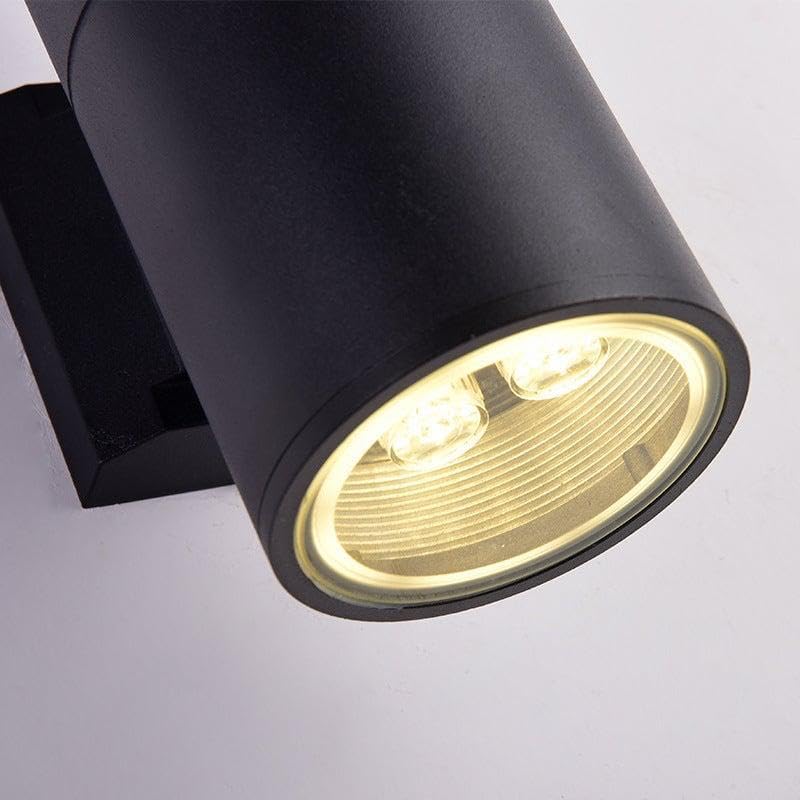 AHUJA INTERNATIONAL 10 Watt Cylinder Up Down Light Black Body Wall Lamp Indoor Outdoor Wall- Warm White