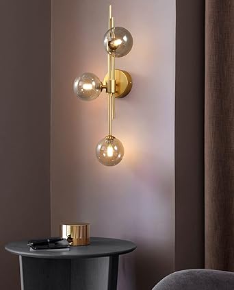 Ahuja International 3 Light Amber Glass Wall Lamp for Home decoration Living Room Light Luxury Wall Lights Living Room Pendant Wall Lamp