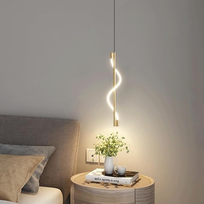 Ahuja International Modern LED Hanging Lamp  Pendant Light Simple Spiral LED Island Light Fixture Living Room Bedroom Kitchen Sink Chandelier Light