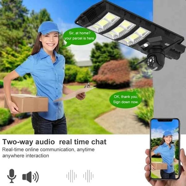 Ahuja International Dhanush Solar Street Light with 5MP WiFi CCTV Camera Combo Outdoor Security Light 180 Solar Lamp with V380 Pro App Motion Sensor Night Vision,2-Way Audio IP66 360° View