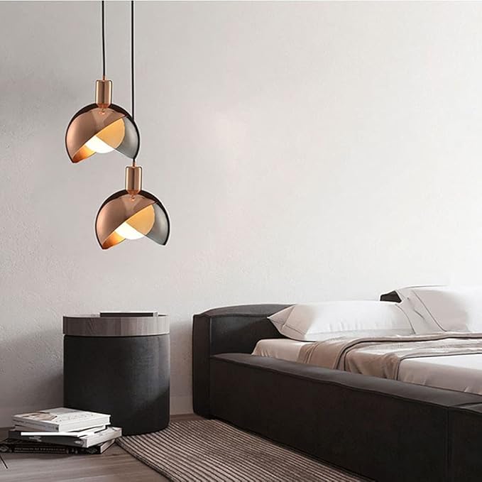 Ahuja International Modern Globe Pendant Light Nordic -Style Metal Glass Chandelier, Creative Personality Pendant Light Lampshade, E27 Snail Mouth Single Hanging Lamp, Bedroom Bedside Decoration Lighting Fixtures, Flush Mount Ceiling Lamp (GOLD/ROSE GOLD)