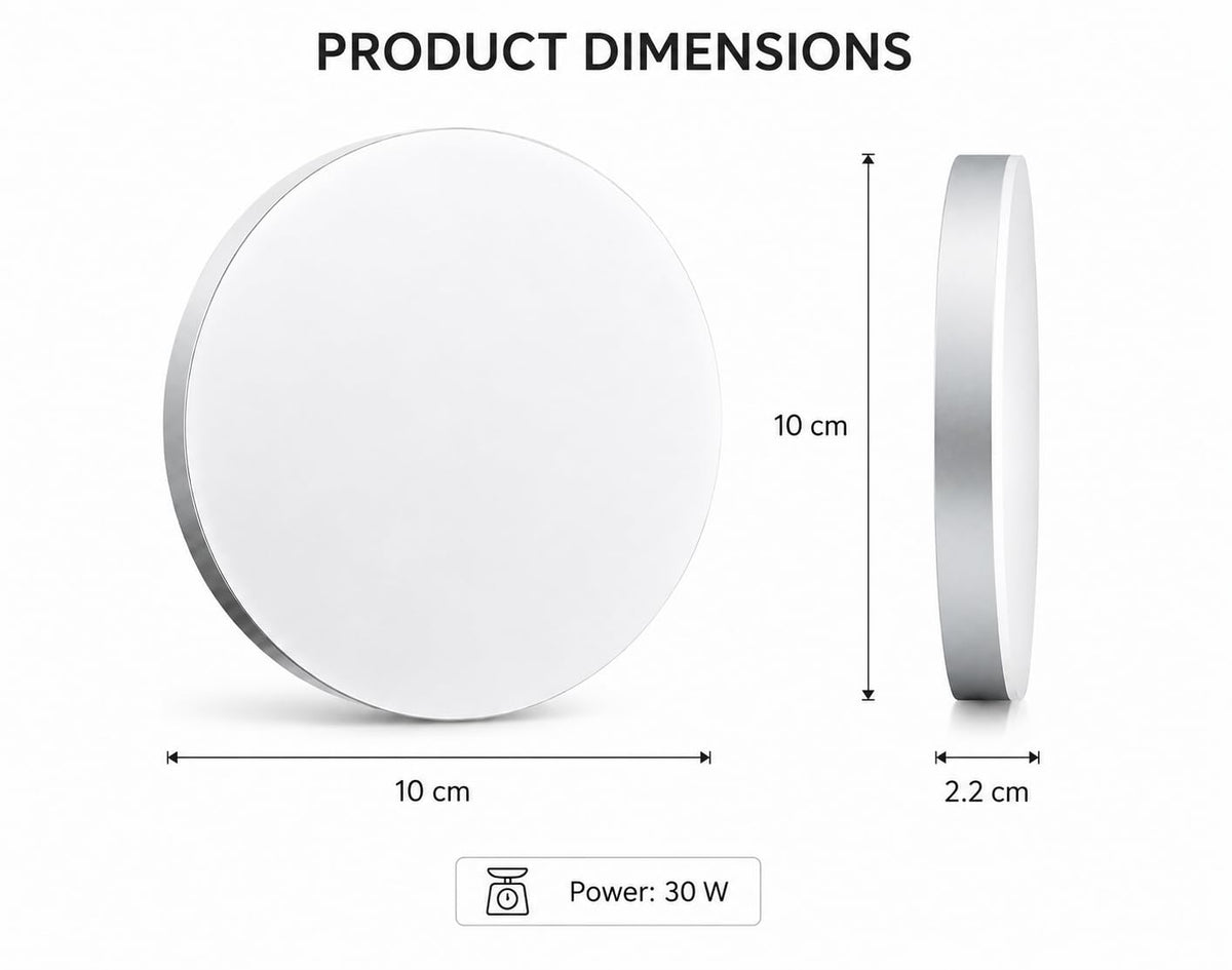 AHUJA INTERNATIONAL Round Slim Surface Panel Downlight 10W, Flush Mount Ceiling Light, Energy Efficient Fixture for Home, Office, Closet, Dining Room, 2 Year Warranty Pack of 1