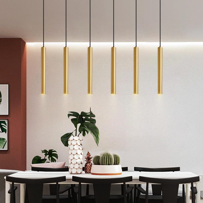 AHUJA INTERNATIONAL Modern Ceiling Long Tube Cylindrical Spotlight 7W Hanging Pendant Light Adjustable Height Lighting Fixture for Kitchen Dinning Room 400 mm, Warm White