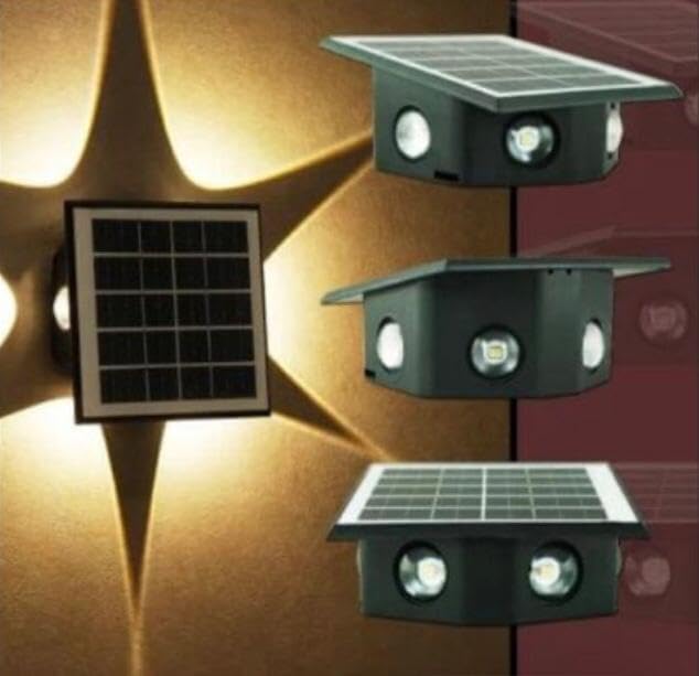 AHUJA INTERNATIONAL Solar Wall Light, Up and Down Outdoor Security Wall Lamps, IP65 Waterproof Solar Outdoor Fence Wall Lights for Home Garden Porch 10W - Warm White