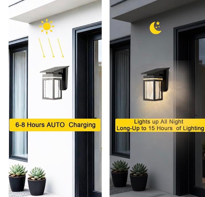AHUJA INTERNATIONAL Solar Wall Light Round Designer Crystal Waterproof Outdoor Lantern with Remote Control Ambience Switch 3000K-6500K 30W IP65