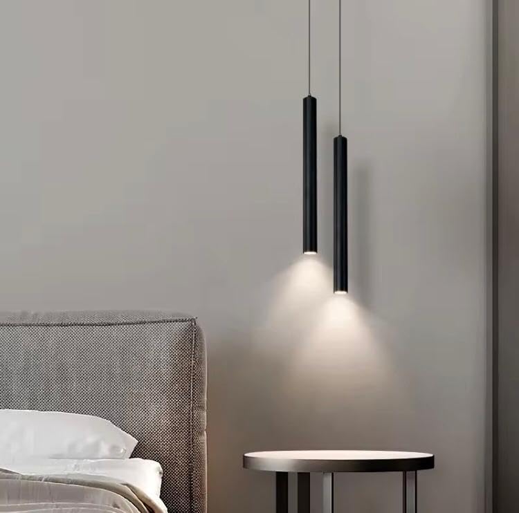 AHUJA INTERNATIONAL Modern Ceiling Long Tube Cylindrical Spotlight 7W Hanging Pendant Light Adjustable Height Lighting Fixture for Kitchen Dinning Room 400 mm, Warm White
