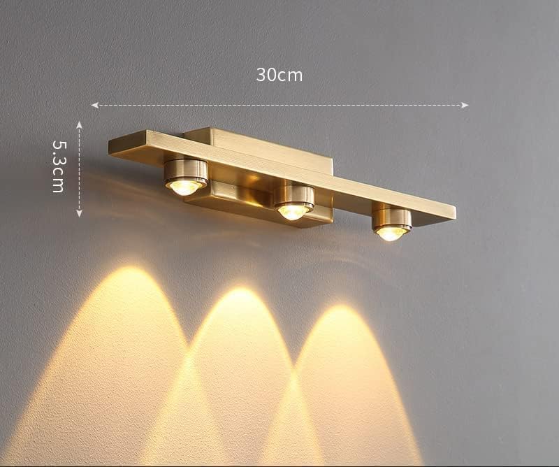 AHUJA INTERNATIONAL Modern LED Wall Sconce Mirror Light Brass Gold Finish Hardwired Vanity Light Fixture for Bathroom Mirror, Bedroom, Living Room, Hallway, Accent Home Wall Lihght