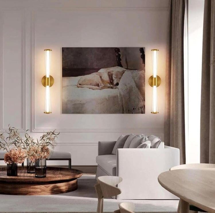 AHUJA INTERNATIONAL Modern Stylish Luxurious Sleek Long Tube Wall Light 18W Brushed Gold Finish Fixture for Bedside, Hallways, Hotel Room Wall Light 500 MM ,Warm White, Cool White, Natural White