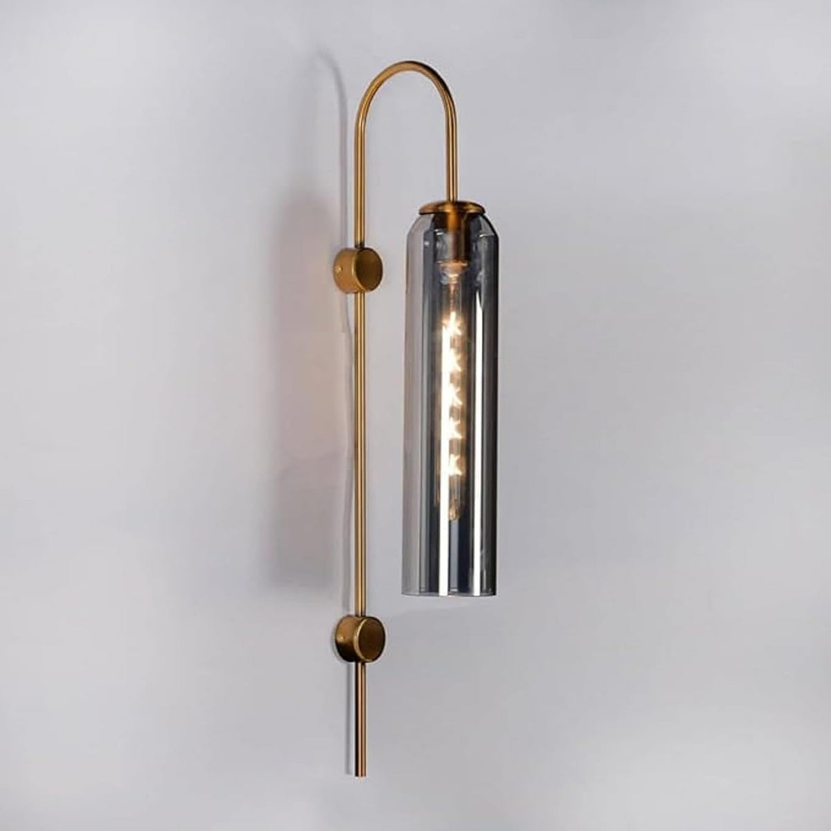 AHUJA INTERNATIONAL Luxury Modern Glass Wall Light with Metal Finish Decorative Indoor Wall Lamp for Bedroom, Living Room, Hotel & Cafe, Bar Warm Ambient Lighting Bulb Not Included , Smokey Glass Pack of 1