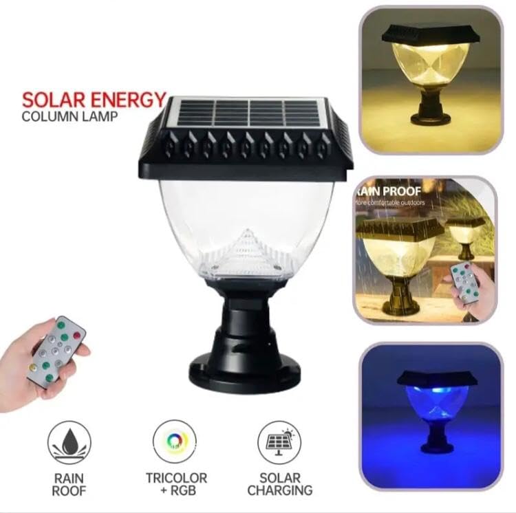 AHUJA INTERNATIONAL Solar Garden Gate Light Aluminium Main Gate Light Waterproof Garden Pillar Lamp Weatherproof Exterior Lighting Fixture Outdoor Lamp for Entrance, and Home Decor Gate Light