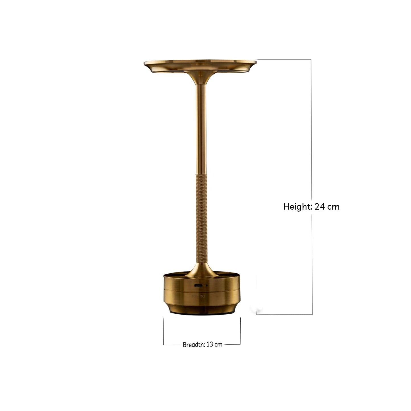 Ahuja International Elegant Cordless Rechargeable Dimmable Waterproof Metallic Touch LED Table Lamp for Stylish Homes and Upscale Restaurants - Portable, USB-C Charging, Perfect for Indoor/Outdoor