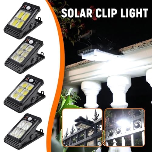 Ahuja International Solar Modern Fence Clip Cob 10W with Motion Sensor 3 Modes Security Light Solar Powered Waterproof Wall Lights with Smart Night Auto Lightings, and Decorative Garden,Yard Light