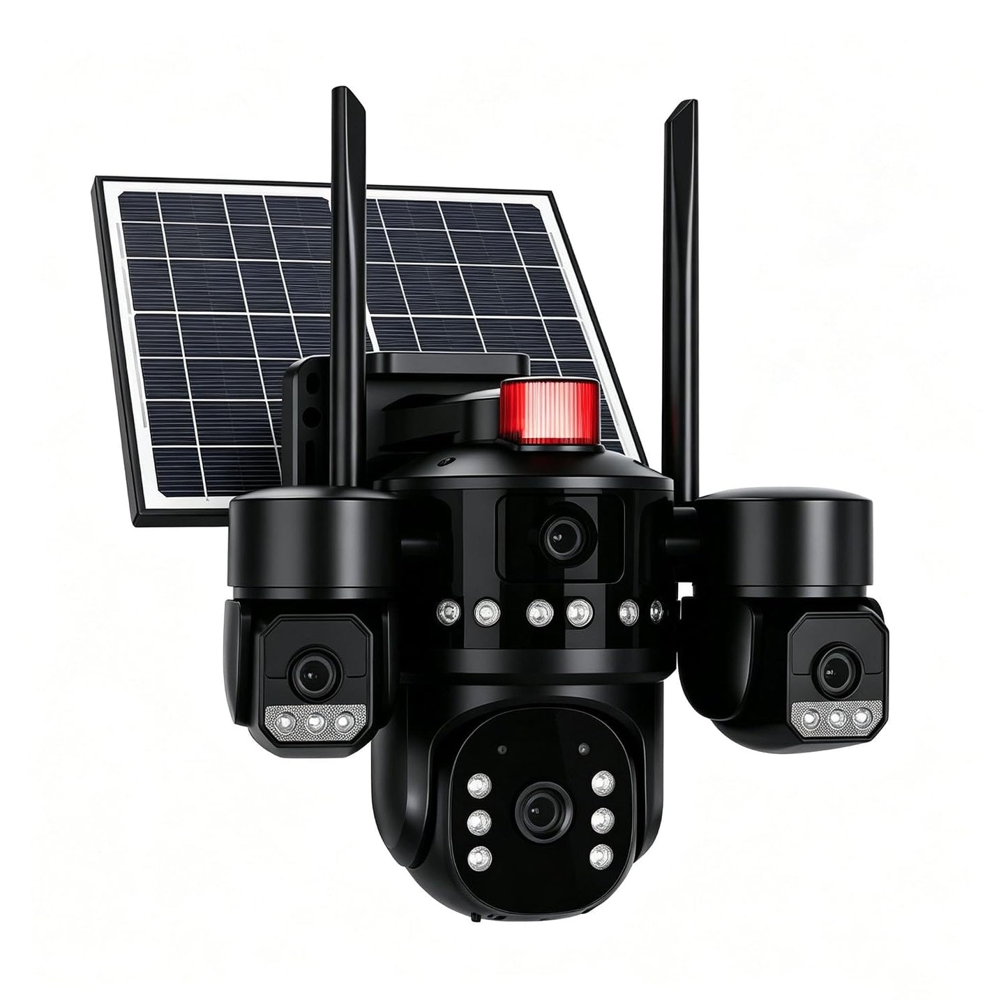 AHUJA INTERNATIONAL SIM 4 Solar CCTV Camera 4 Lens 4G/5G SIM Enabled Wireless Security Camera, 360° View, 4-Way Audio, Night Vision, Human Detection, IP66