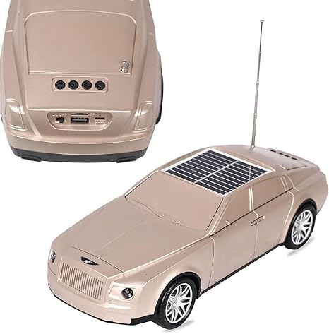 Ahuja International Luxury car Stereo Speaker, Solar Powered, Colorful Mini Bluetooth Speaker Car Shape, USB Compatible, Headlight Works as pet The Music Played Car