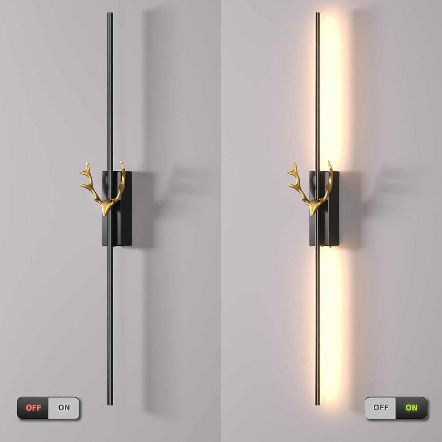 AHUJA INTERNATIONAL Modern Stylish Luxurious Antler Sleek Long Tube Wall Light 12W Light Fixture Form Vanity,Mirror Picture, Bedside Wall Light 600 MM , Warm White, Cool White, Natural White