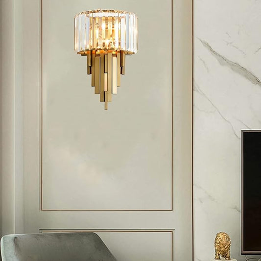 Ahuja International Wall Lamps Gold Crystal Wall Light Postmodern Crystal Wall Lamp Modern Crystal Vanity Lighting Elegant Luxury Wall Sconces lamp