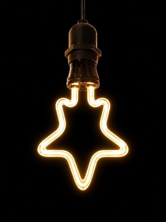 AHUJA INTERNATIONAL 4W Edison Filament Decorative Neon Shape Bulb Vintage Designer Bulb for Home Decor, Cafe, Restaurant, Bedroom, Living Room Energy Efficient,Warm White Model A Pack of 1