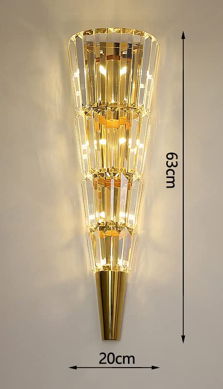 Ahuja International Led Crystal Big Mashal Modern Gold Metal Wall Light