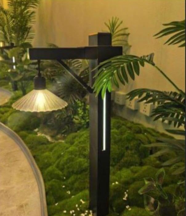 AHUJA INTERNATIONAL Solar Bollard Crown Solar Light Vintage Solar Pathway Lights Waterproof Lantern Inspired Design Black Garden Light