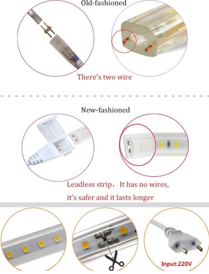 Ahuja International SMD Rope Light Connector 220V Rope Light 2 Pin 6mm Connector Plug for Flexible Strip & Tape Rope Lights Connector (Pack of 2)