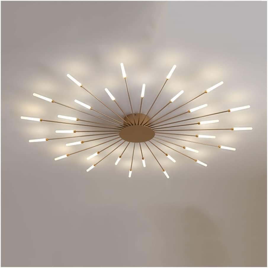 Ahuja international 30 Light Gold Body Glass Spike LED Chandelier Ring for Living Room Lamp - Warm White