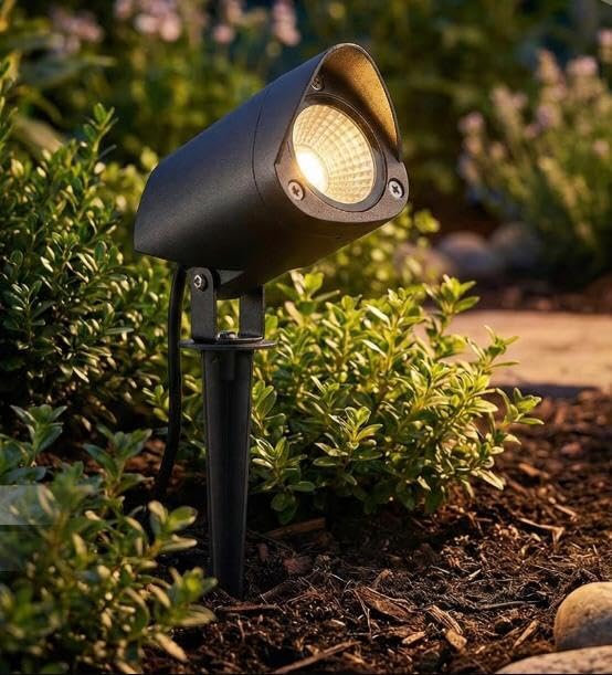 AHUJA INTERNATIONAL 12W Garden Spike Light with Spike Stand, Outdoor Waterproof Landscape Spotlight, Corded Electric Garden Light for Lawn, Pathway & Yard (2-Year Warranty) Warm White) Pack of 1)
