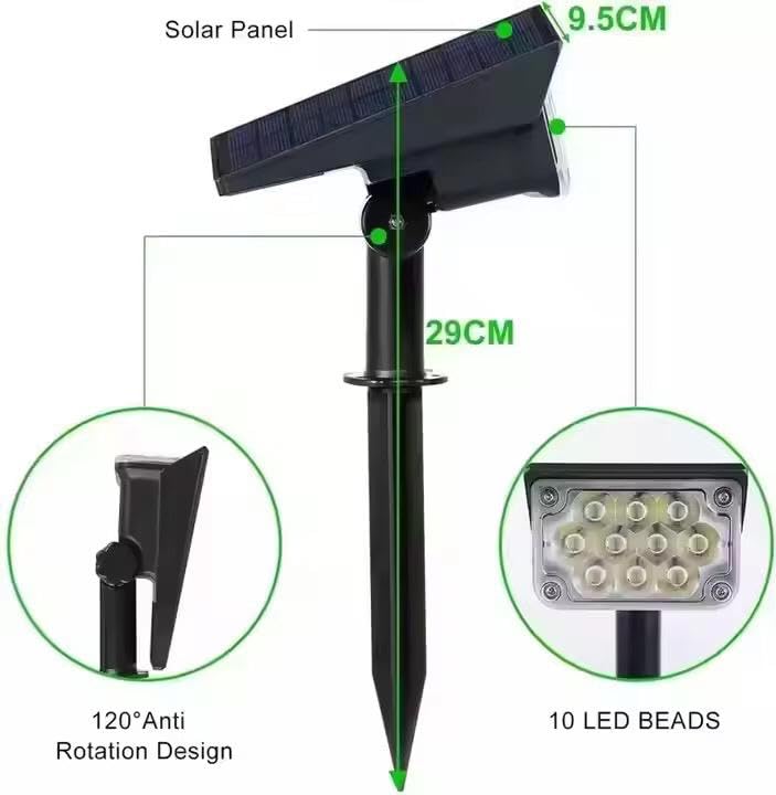Ahuja International Solar Garden Spike Light Lens Model – IP65 Waterproof, Automatic On Off Motion Sensor Solar Light for Outdoor Use Light (Warm White)