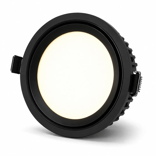 AHUJA INTERNATIONAL Round Recessed Panel Ceiling Fall Light Energy Efficient Downlight for Home & Office Flush Mount 2 Year Warranty Black + Black 95 mm Cutout 12 Watts , Pack of 1