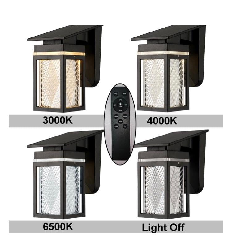 AHUJA INTERNATIONAL Solar Wall Light Round Designer Crystal Waterproof Outdoor Lantern with Remote Control Ambience Switch 3000K-6500K 30W IP65