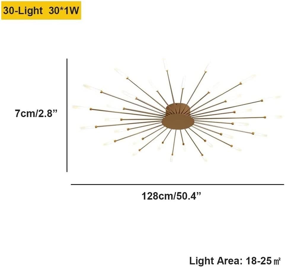 Ahuja international 30 Light Gold Body Glass Spike LED Chandelier Ring for Living Room Lamp - Warm White