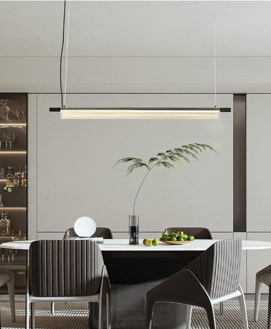 Ahuja International Sleek Acrylic Tube Linear Light LED Hanging Pendant Light- 3 in 1 Colors (Warm White, Cool White, Natural White)- Black 1200 MM