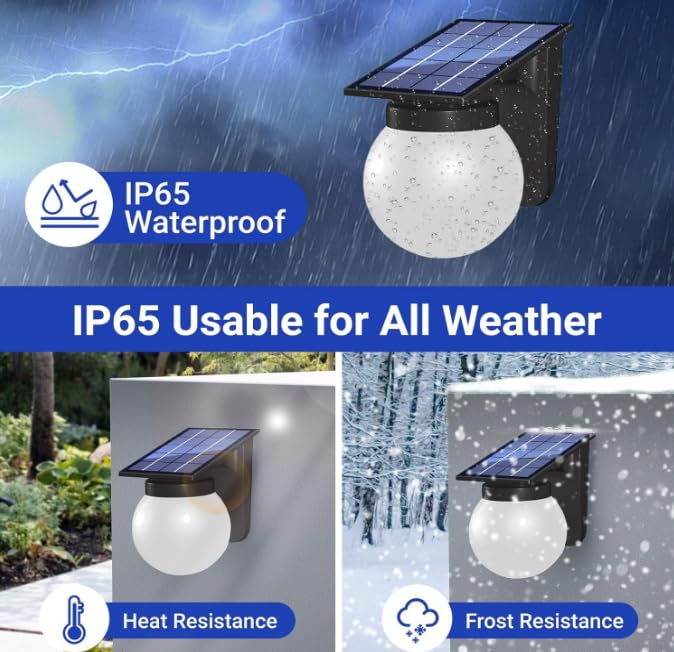 AHUJA INTERNATIONAL Solar Wall Light Round Designer Crystal Waterproof Outdoor Lantern with Remote Control Ambience Switch 3000K-6500K 30W IP65