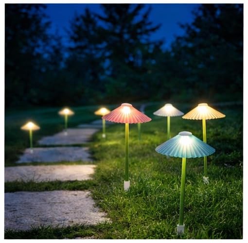 Ahuja International Umbrella Solar Spike Lights for Outside, 6 Umbrellas Solar Outdoor Waterproof, Pathway Lights for Garden Patio Yard Decor Garden
