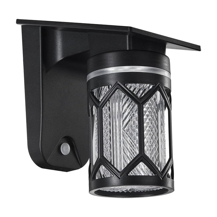AHUJA INTERNATIONAL Solar Wall Light Round Designer Crystal Waterproof Outdoor Lantern with Remote Control Ambience Switch 3000K-6500K 30W IP65