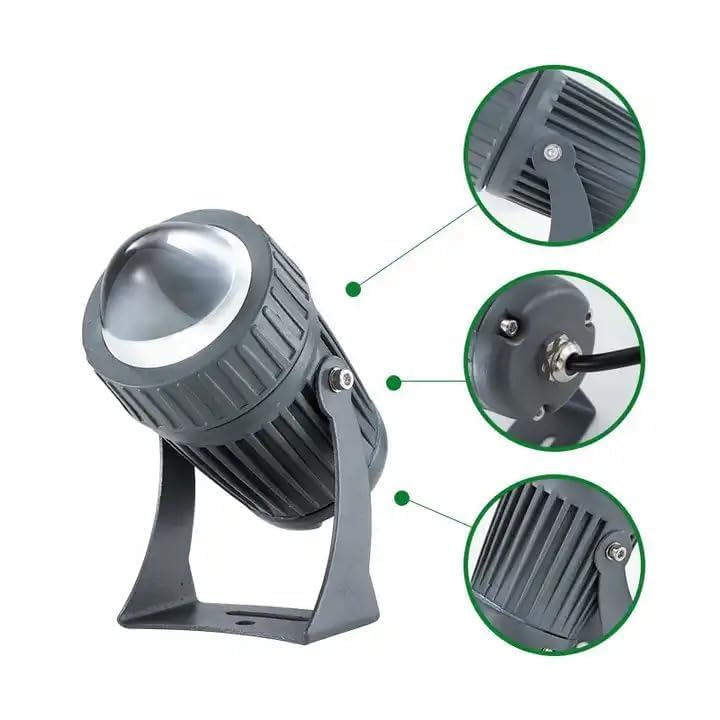 AHUJA INTERNATIONAL Modern Landscape Beam Spot Focus Floor Light Grey Body Outdoor Waterproof Light Corded Electric Long Distance Straight Beam Spot Focus Light 24 Watts Garden Light Warm White