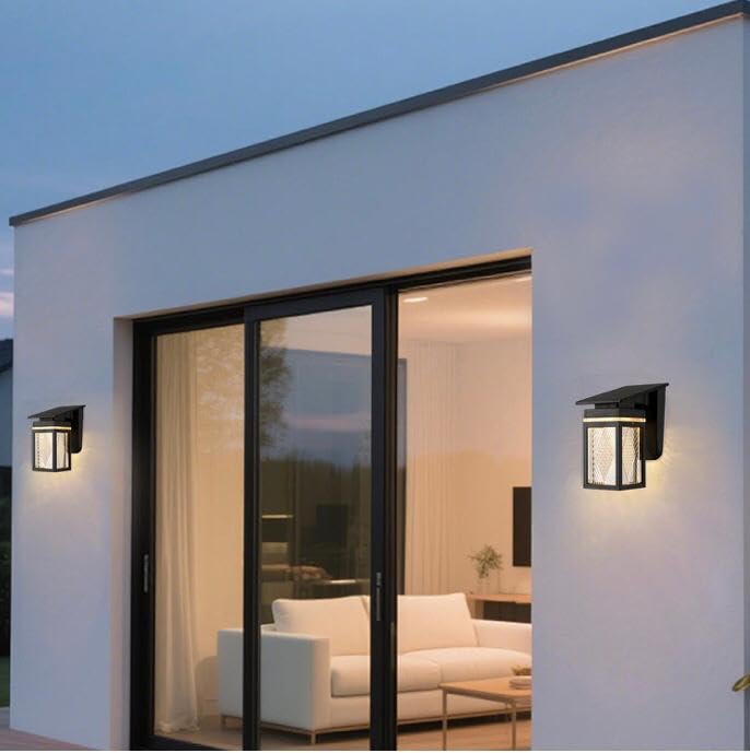 AHUJA INTERNATIONAL Solar Wall Light Round Designer Crystal Waterproof Outdoor Lantern with Remote Control Ambience Switch 3000K-6500K 30W IP65
