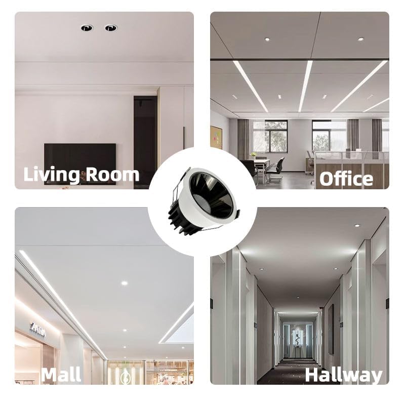 AHUJA INTERNATIONAL Modern Smart App Base WiFi, Add Device Ceiling Recessed 7 Watts APP Control Bluetooth,Secure Installation Cob Light 2-Year Warranty - 60 mm Cut Out, Warm White
